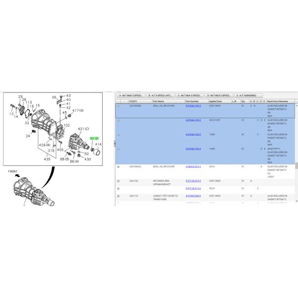 8970467053 Isuzu Spare Parts Gear Oil Seal 4JB2 For D-MAX PICK UP