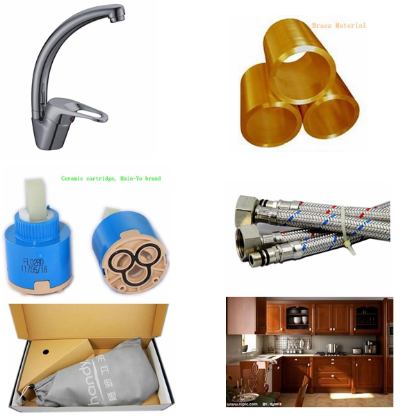 Brass Kitchen Sink Water Faucet / Mixer Taps With Ceramic Cartridge