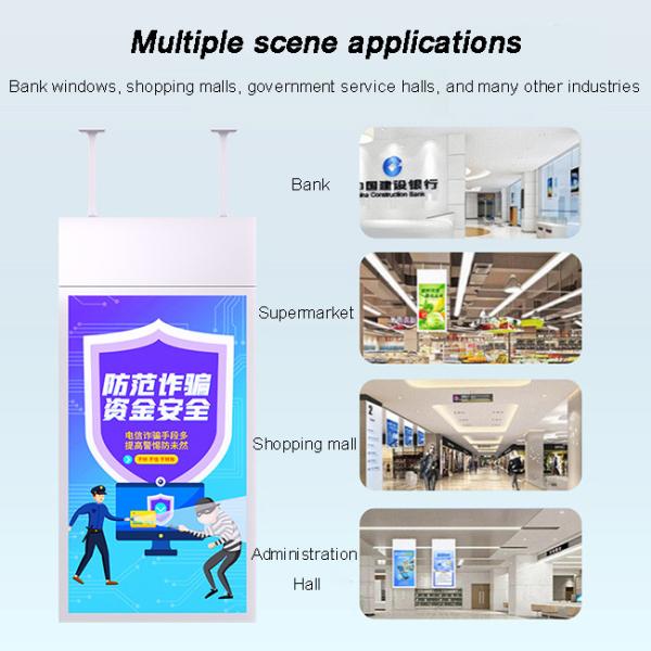 Pantalla LCD de ventana ultra estrecha HD colgante de 32/43/49/55/65 pulgadas para tienda de té con leche