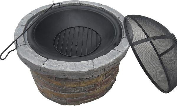 Concrete Round Brazier Charcoal Barbecue Pit For Outdoor Patio Garden Backyard