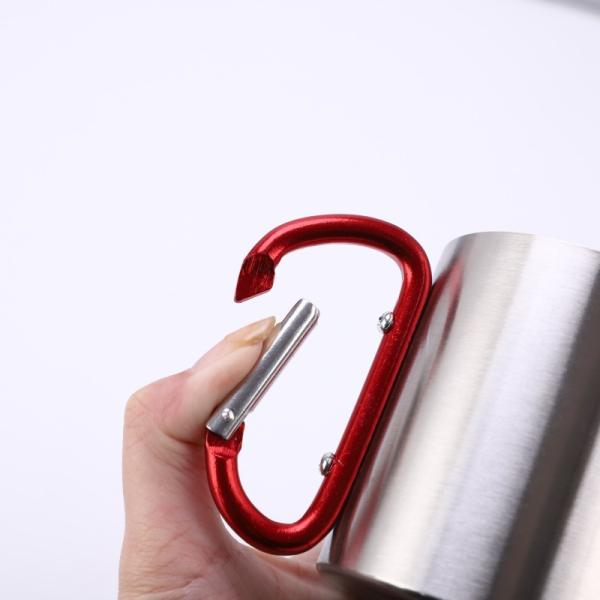200ml / 300ml Camping and Travel Stainless Steel Double Wall Carabiner Mug with Handle