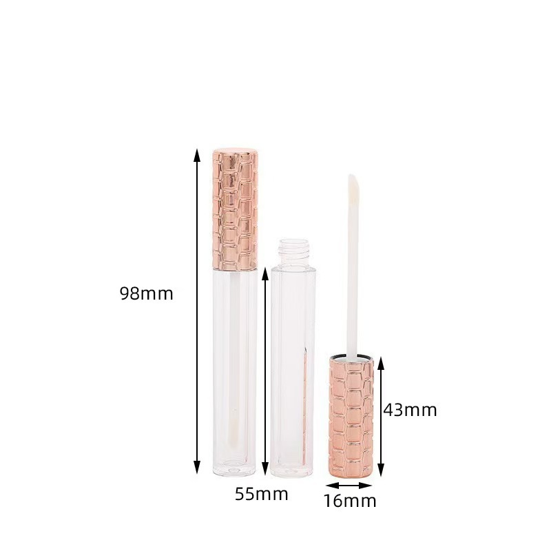 Wholesale 4.5ml Plastic Lip Gloss Tube with Golden Cap and White Brush for Empty Cosmetic Container