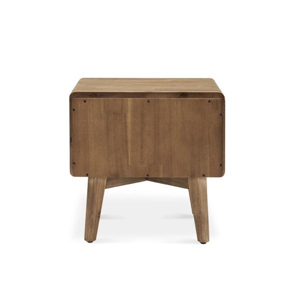 Nordic Modern Walnut Wood Bedside Table with Double Drawer