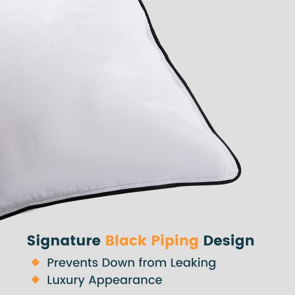 Soft Square 100% Polyester Set of 2 Luxury Hungarian Goose Down Pillows for Sleeping