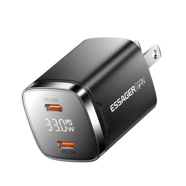 ESSAGER ES-CD45 33W GaN Charger Dual USB C PD Charger for Power Supply Adapter