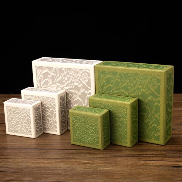 Vintage Embossed Jewelry Box Set Premium Textured Hinged Cases Luxury Necklace Ring Display