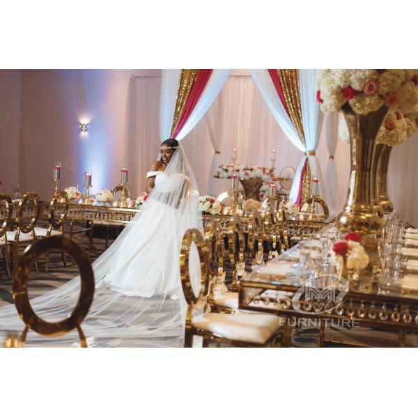 Online Celebrity Wedding Hotel Banquet Chair Gold Stainless Steel