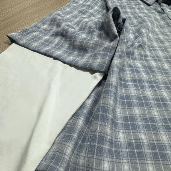 Manufacturer High Quality Button up Embroidery Double Layer Men's Shirt Custom Designer Blue Plus Size Plaid Check Pattern Shirt