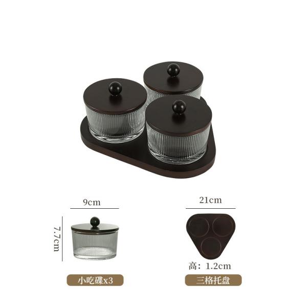 Container Set 4 Jars Glass Snack Container with Wooden Plate and Lid US