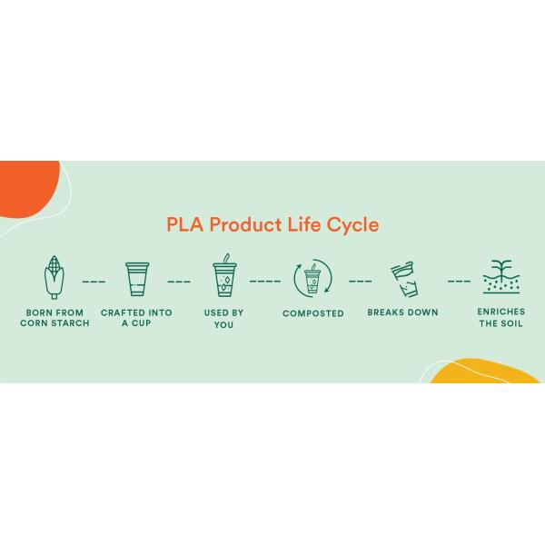 24oz PLA Eco-Friendly Cup With Lid 100% Compostable, Disposable Party Cups Transparent Disposable 8oz 12oz 16oz