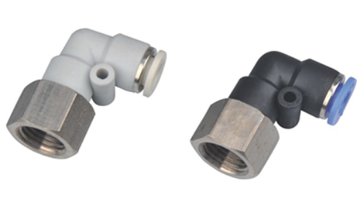 PLF Female Elbow One Touch Push - In Pneumatic Air Tube Fitting Gray Colour