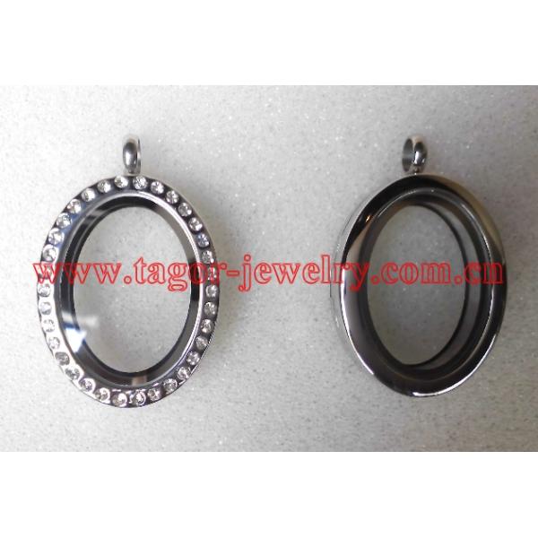Origami Styles Oval Shaped Magnetic Stainless Steel Lockets,Glass Memory Floating Lockets