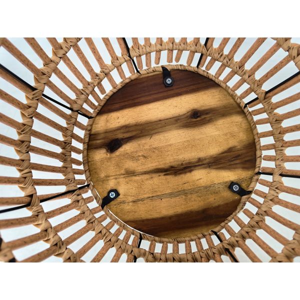 Factory Direct Sale Metal Frame Wooden Legs  PE Rattan Artificial Weaving Popular Flower Stand with Wooden Base