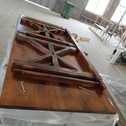 Banquet Hotel Home Wooden Folding Farm Table with Solid Pine Wood