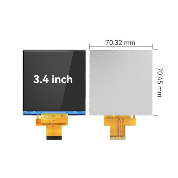 3.4 Inch Square LCD Display 480*480 Resolution Optional Touch Screen MIPI