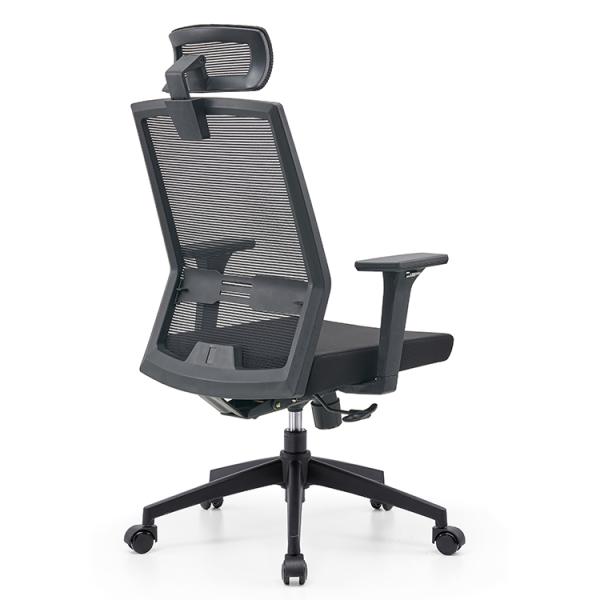 Chaise de bureau PC avec appuie-bras réversibles à dos haut maillage respirant et soutien lombaire