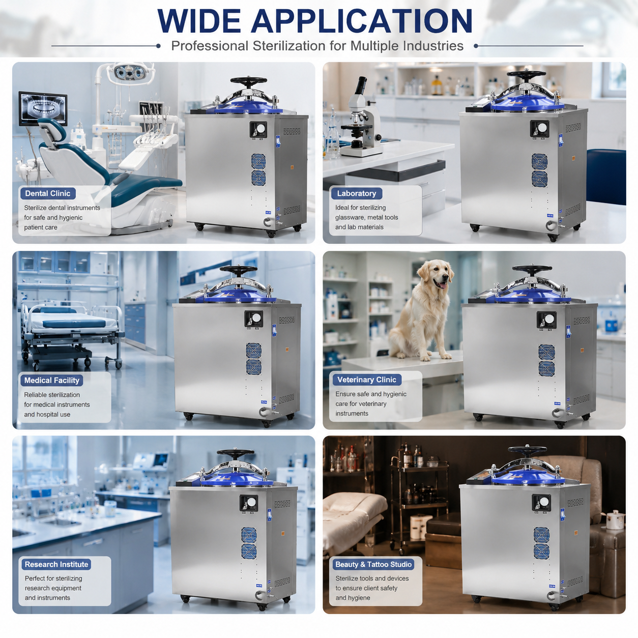 Cenlee Quality Control Lab Use 35/50/75/100L Stainless Steel High Temperature Triple-pulse Vacuum Vertical Steam Sterilizer