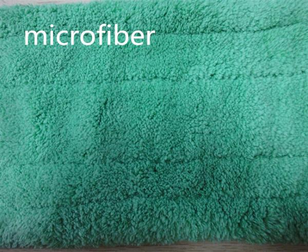 Microfiber Dust Mop 13*51cm Fold Green Coral Fleece Backing White  Wet Mop Pads