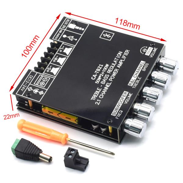 CA-TB21 2.1 канал BT субвуферный усилитель Аудиокарта 2*50W+100W 12-24V AMP