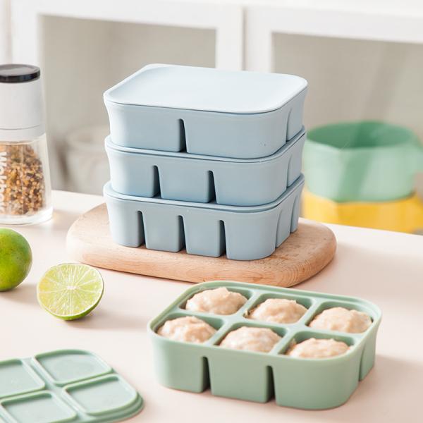 Silicone Baby Food Storage Container Rectangle Shape Microwave Safe BPA Free Reusable
