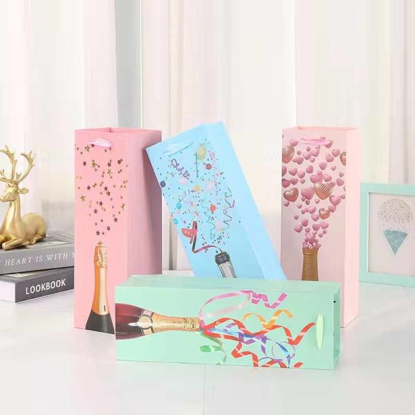 Sacos de papel impressos personalizados de luxo para compras de vinho