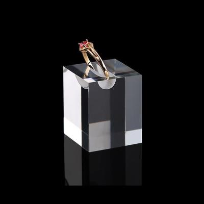 White Plexiglass Jewelry Acrylic Display Holder Clear Slotted Block Hand Ring Holder 2x1.2