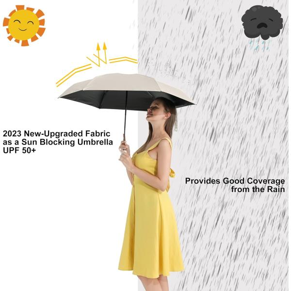 Sun Protection Lightweight Small Pocket Umbrella with Protective Cover 90cm Open Diameter