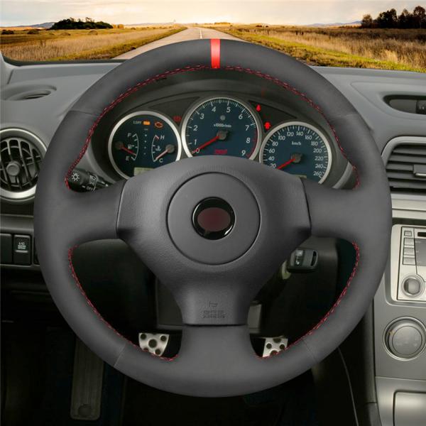 Custom Hand Stitching Black Suede Steering Wheel Cover for Subaru Impreza Legacy 2004 2005