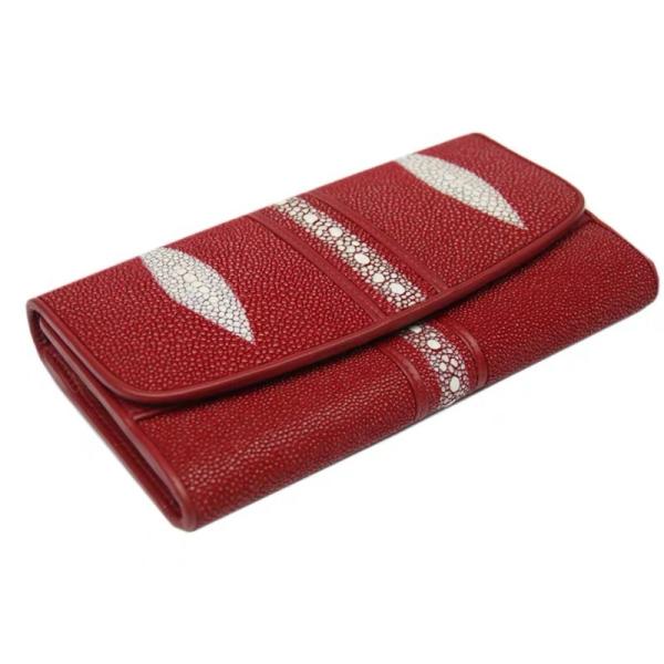 Stingray Skin Unisex Men Long Trifold Wallet Large Male Card Holders Genuine Leather Deep Blue Female Large Clutch Purse