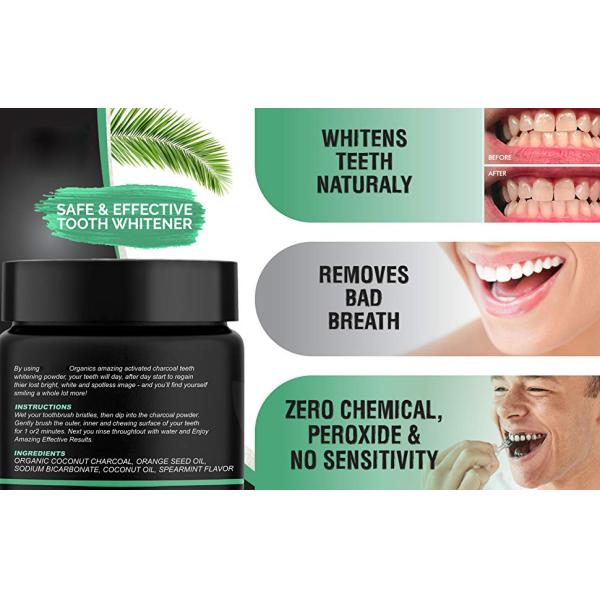 Естественные зубы угля кокоса забеливая порошок для того чтобы извлечь пятна зуба