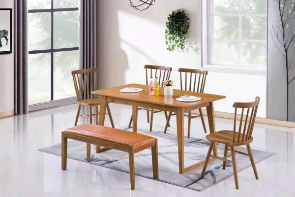 Stackable Cafeteria Antique Oak Dining Chairs With Leather Seat