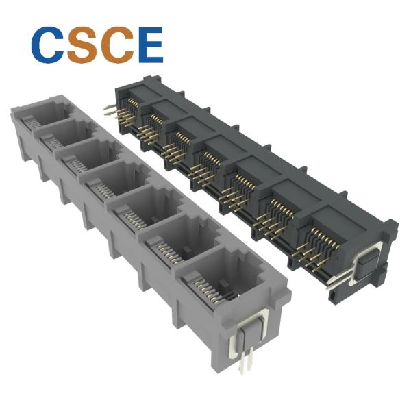 7 Ports 180 Degrees 8P8C RJ45 Multiple Port Connectors Ethernet Interface Without EMI