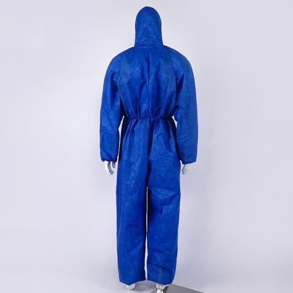 Overall Single Layer PP Nonwoven Full Coverage Moderate Protection Front Zipper Cheap Disposable Coveralls with Hood