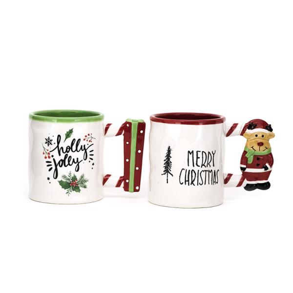 coffee bulk mugs Christmas 10OZ ceramic mug with 3D holder porcelain christmas dinnerware