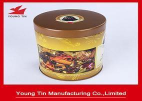 CMYK Printing Round Metal Coffee Tin Containers Food Grade Tinplate Material