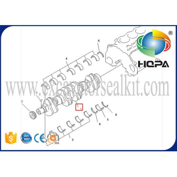 6151-35-1010 Excavator Engine Parts Forged Crankshaft Engine 6D125 Fits Komatsu PC400