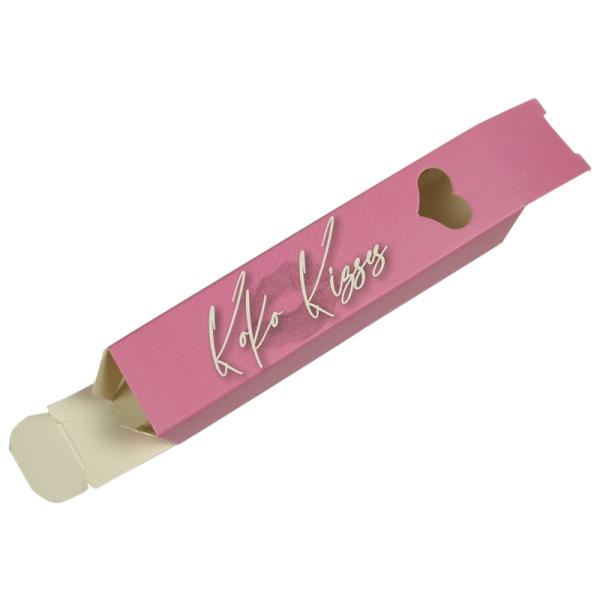 Люксовая печать на заказ Розовая складка Косметика Лоб глянс Упаковка помада Бумажная коробка в форме сердца