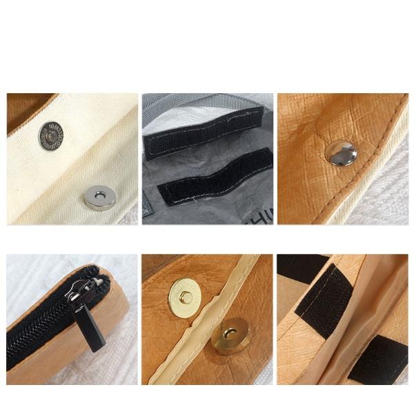Recycle Untearable Durable Waterproof Eco-Friendly Punched Tote Tyvek Dupont Kraft Paper Shopping Handbag With Polyester Lining