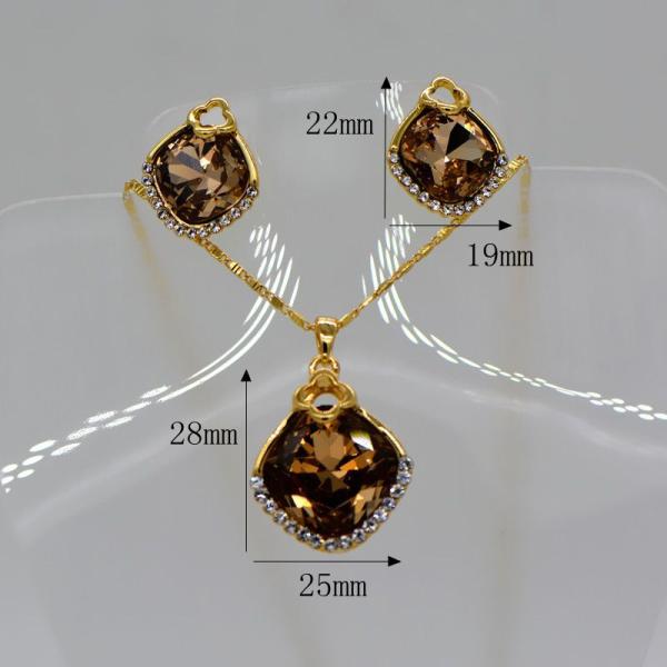 Fashion luxury crystal Necklace Set 18K Real Gold Plated Necklace pendant Earrings