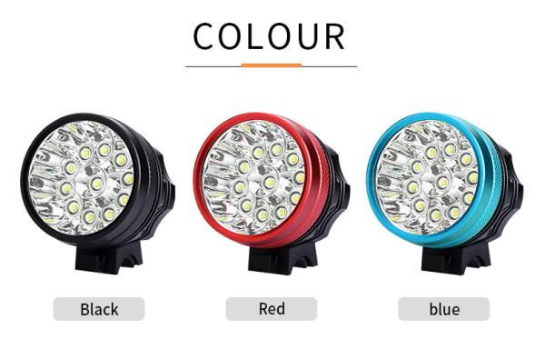 Black Red Flashing LED Bike Lights 11 Gree LEDs T6 6600 MAh AC 100~240V