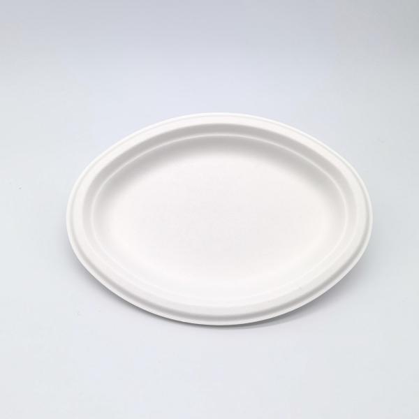 Heavy Duty Party Biodegradable Bagasse Tableware Plates Oval Shape
