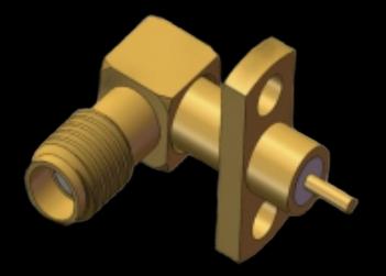 Right Angle SSMA Jack / Female RF Coaxial Connector 2 Hole Flange Mount with Screw 10-36UNS-2