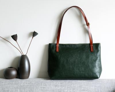 LH-63-4 Green Leather Tote Bag Quilted China Wholesale Handbags