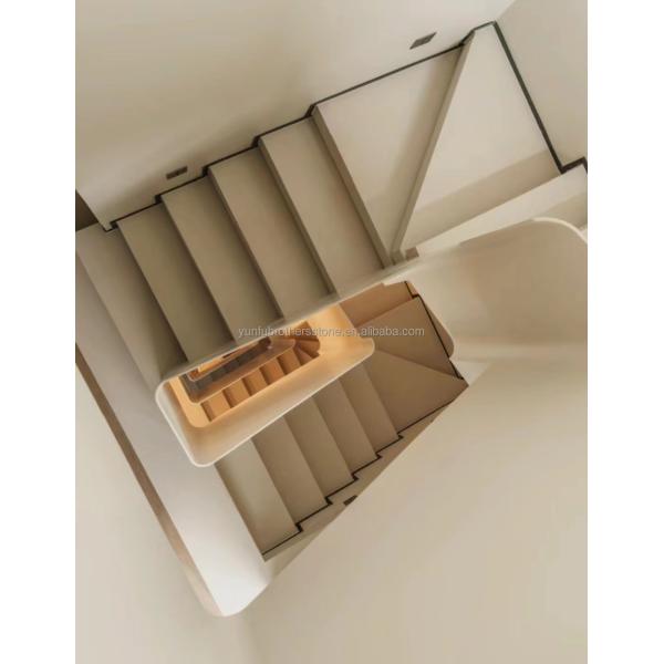 Glossy Anti Slip Artificial Stone Stairs Tiles for Indoor Straight Stair Modern Design