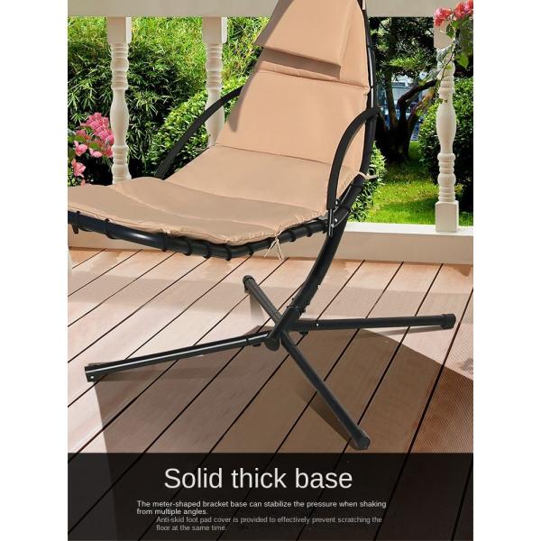Metal Steel Outdoor Hanging Lounge Chair Swing Lounger With Solid Thick Swing Hammock And Base