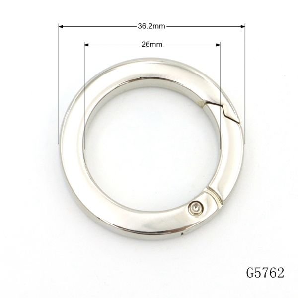 Zinc Alloy Spring O Ring 1 Inch Round Carabiner Silver For Keychains