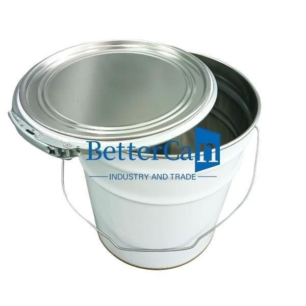 Cubeta branca da pintura 5L metal Tin Pail With Lock Ring de 5 galões