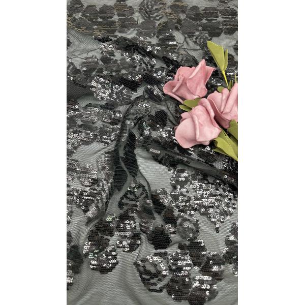 Black Sequin Mesh Lace Fabric Embroidered Lace To Hand-trimmed Details For Young Girls