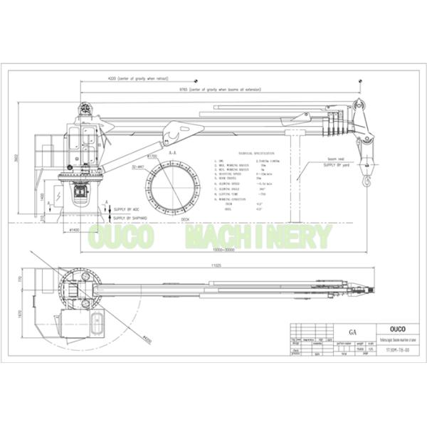 High Durability Offshore Pedestal Crane , Telescopic Pedestal Crane 4T 30M