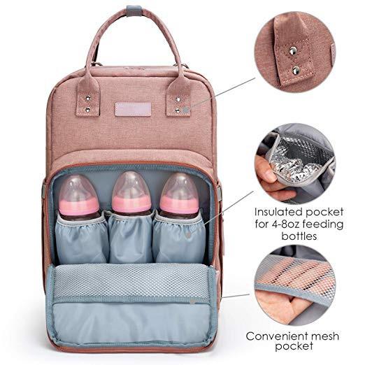 Canvas Mummy Diaper Bag / Baby Travel Changing Bag With Laptop Pocket USB Charging Port